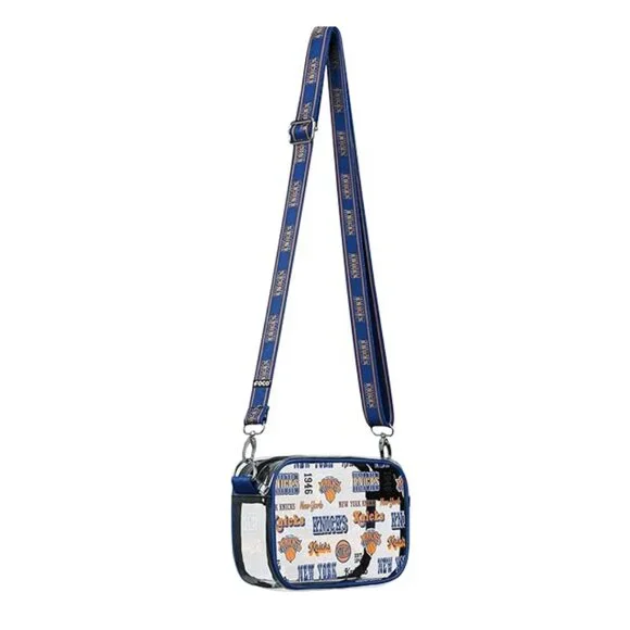 FOCO Unisex's NBA Team Knicks Logo Stripe Clear Crossbody Bag, Retro Print - Picture 2 of 8